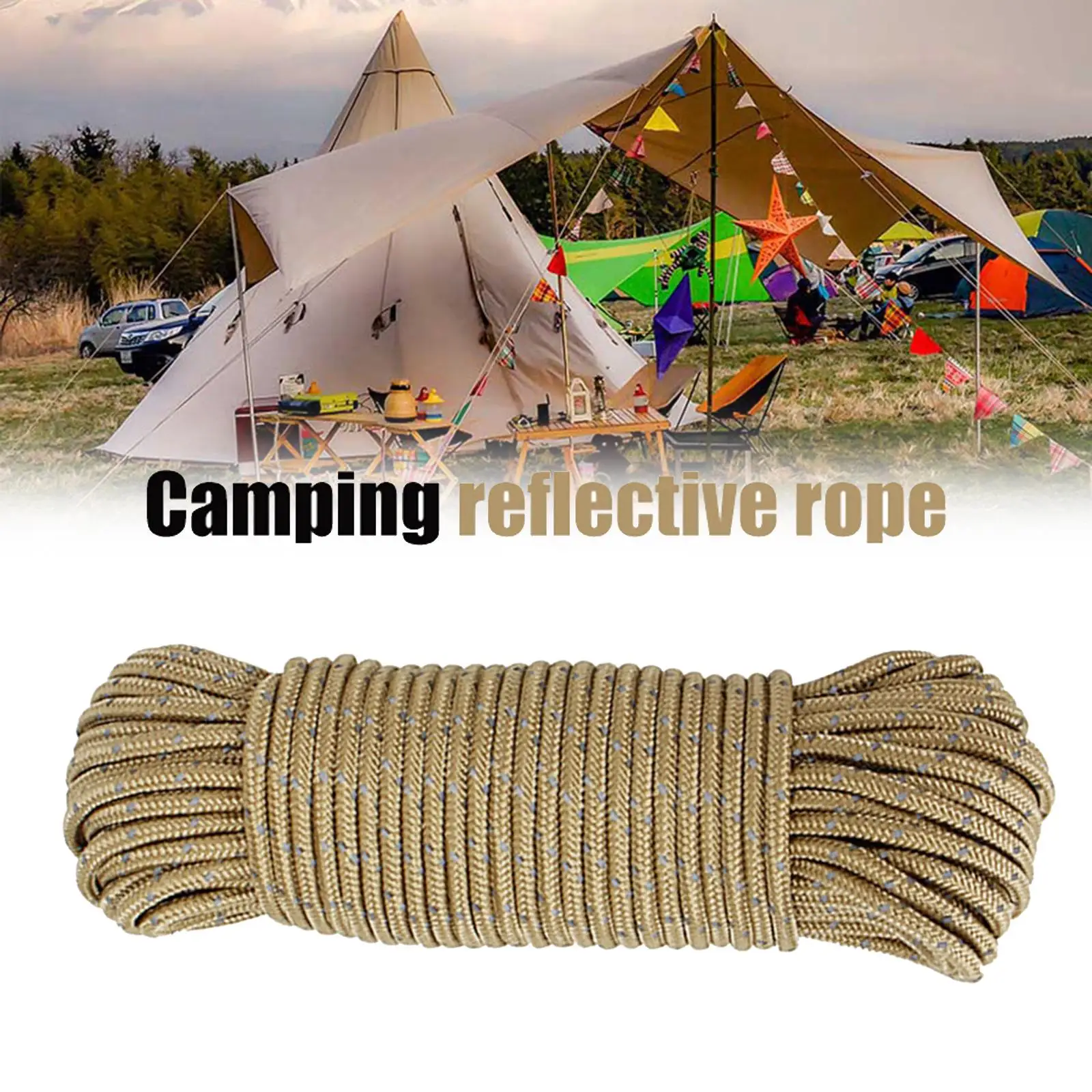 High-Strength Reflective Guy Lines Tent Cord Multi Utility Camping Rope for Outdoor Tying Down Tarps Backpacking Hiking Supplies