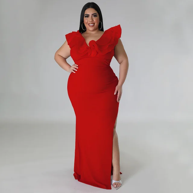 Perl Plus Size Petal Hip Maxi Dress Women Pleated Regular Fit Long Dress Charming Female Clothing Special Occasion Wear - Plus Size Dresses - AliExpress