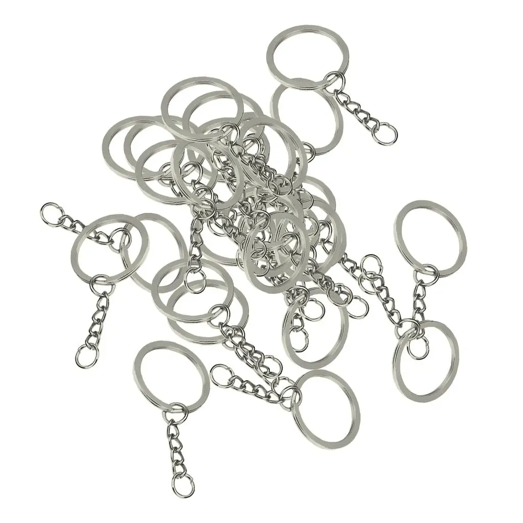 30Pcs Alloy Split  With Chains 28mm For DIOY Jewelry Finding