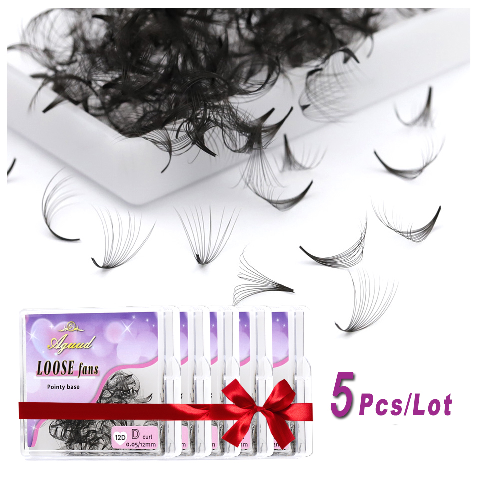 Best of AGUUD 5Pcs / lot Loose Fans Lashes Thin Pointy Base Middle Stem Premade Fans Russian Volume Eyelash Extensions Wholesale 3d / 4d / 5d Reviews & Tips