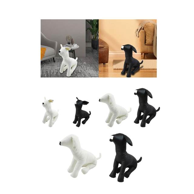 PU Leather Dog Mannequin Pet Clothing Form Display Stand Soft Dog Models Size Black, Size: Large Black