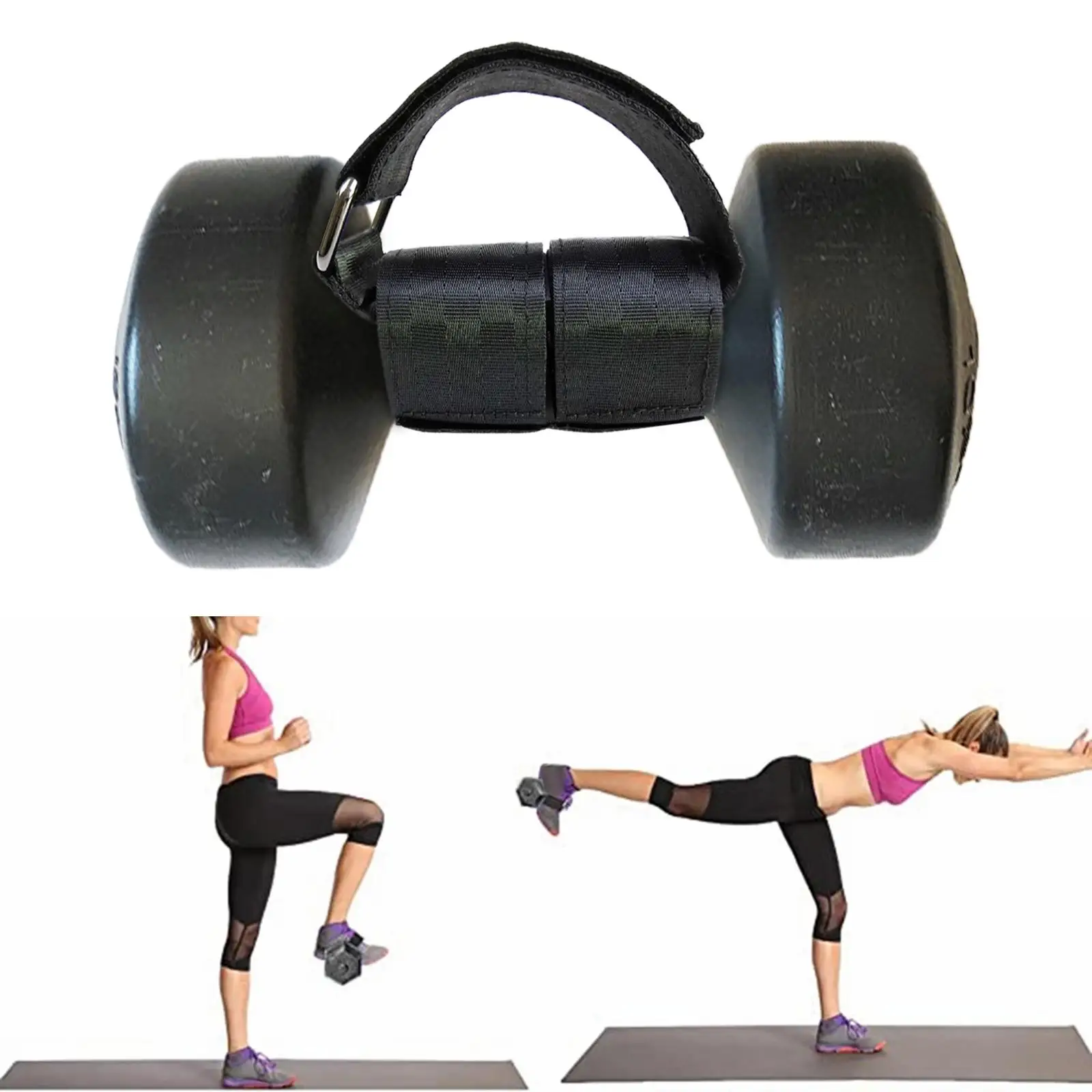 2x D Ring Ankle Glute Workouts Leg Pulley Strap Tibialis Trainer Kickbacks Thigh