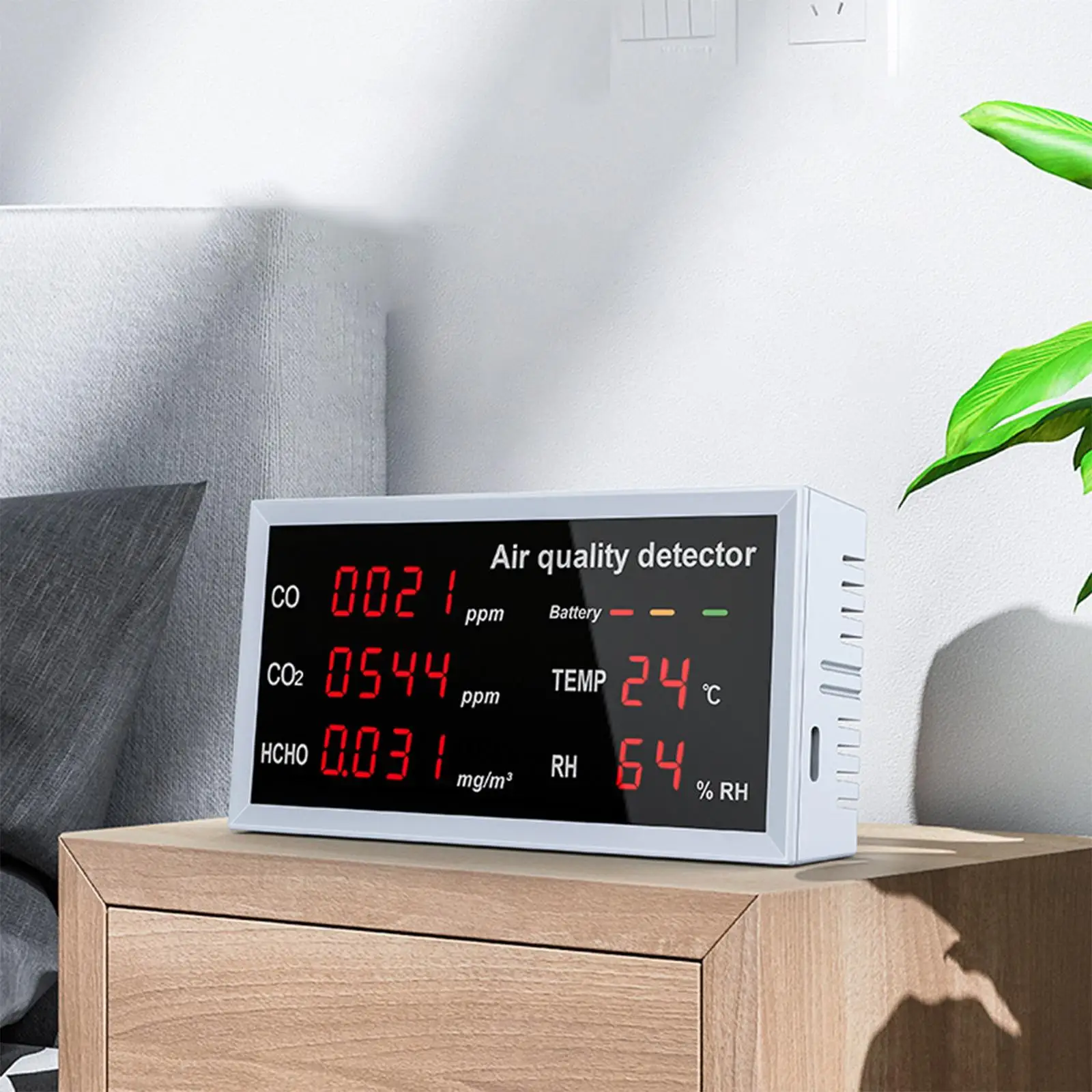 Air Quality Monitor 5 in 1 CO CO2 Humidity Portable Sensor Data LED Display Air Quality Meter for Indoor