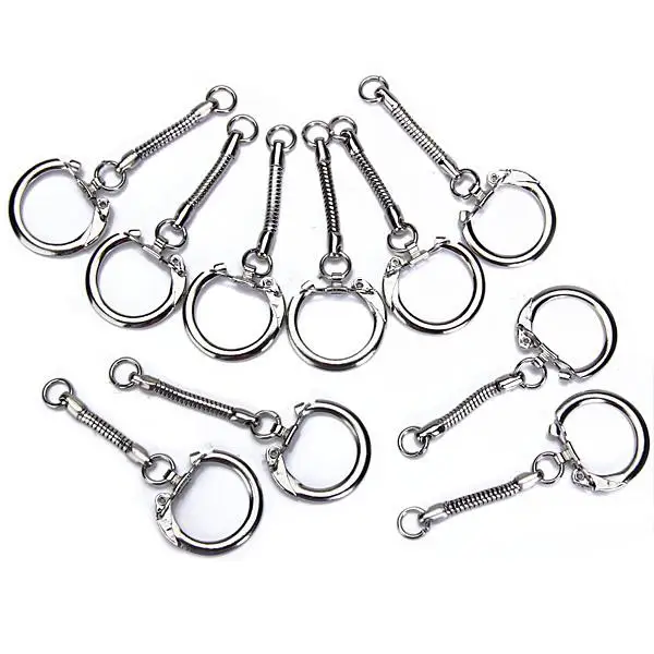 10x Metal Snake Chain Key Rings Snap End Jump Ring Craft Accessories Silver