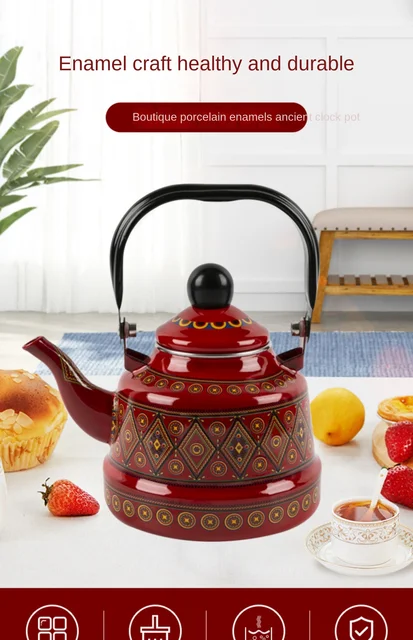 New Design Style 1.1L/1.7L/2.5L Kettle Turkish Red Tea Pot Enamel