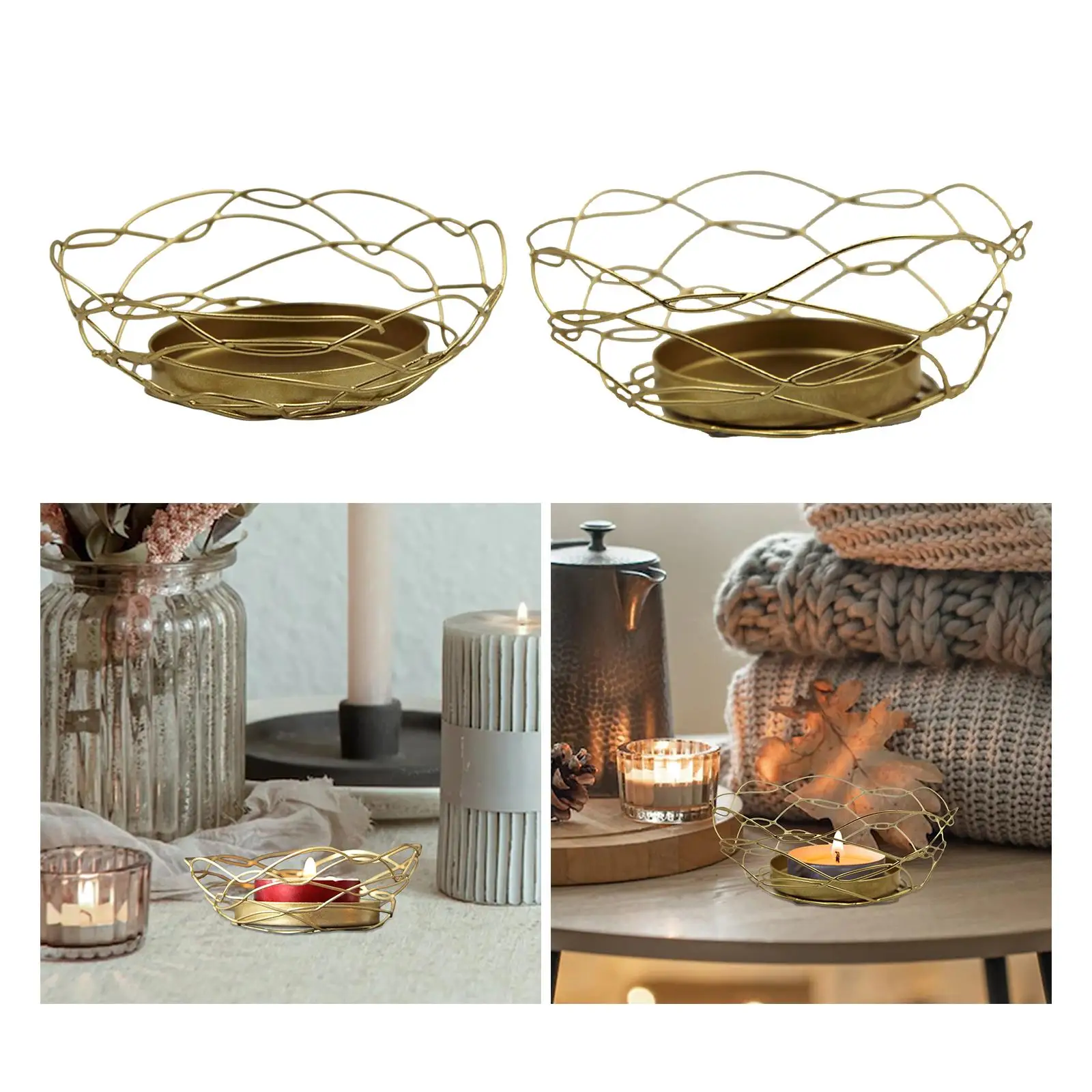 Iron Candle Holder Stand Retro Style Decoration Candelabra Tealight Candles Candlestick for Tabletop Wedding Home Dining Room