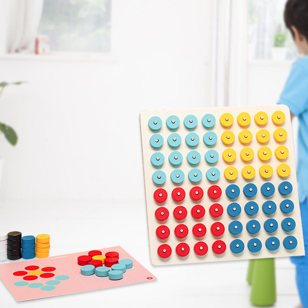 Wood Color Assorting Stacking Pegs Develop Matching Interactive Puzzles Toy