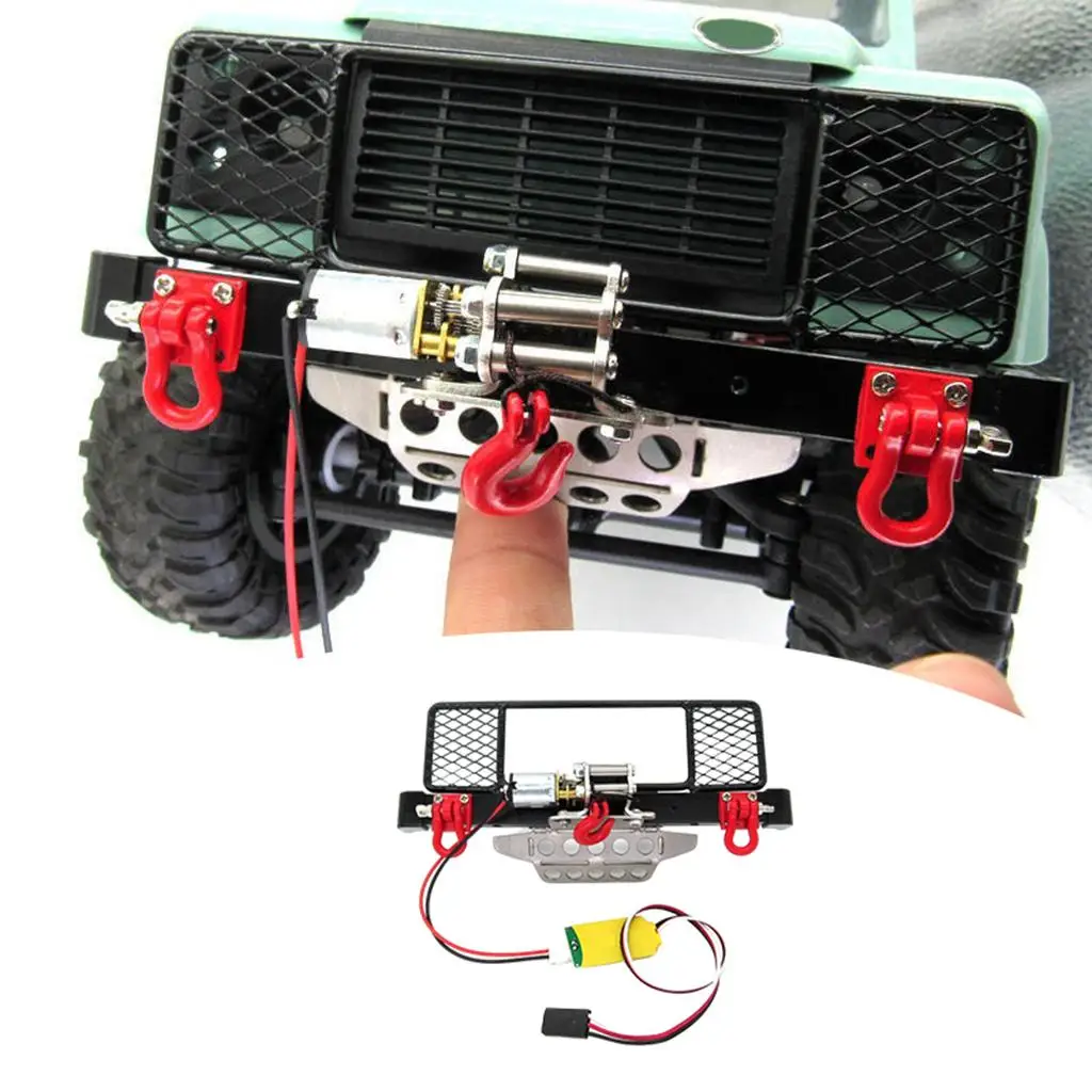 Metal Front Bumper with Winch Trailer Shackle  Plate for MN D91 D99S RC Car Climbing Car Spare Parts Acc