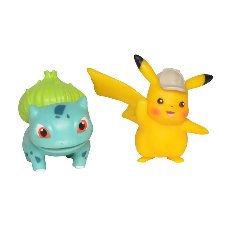 Pokemon New Cartoons Movie Anime Figure Psyduck Mewtwo Bulbasaur Pikachu 6PCS Famous Detective Set Pet Action Model Toy Gifts