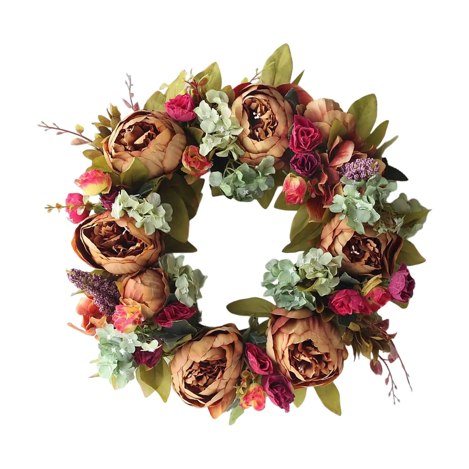 Handmade Peony Flowers Artificial Wreath 40cm for Summer