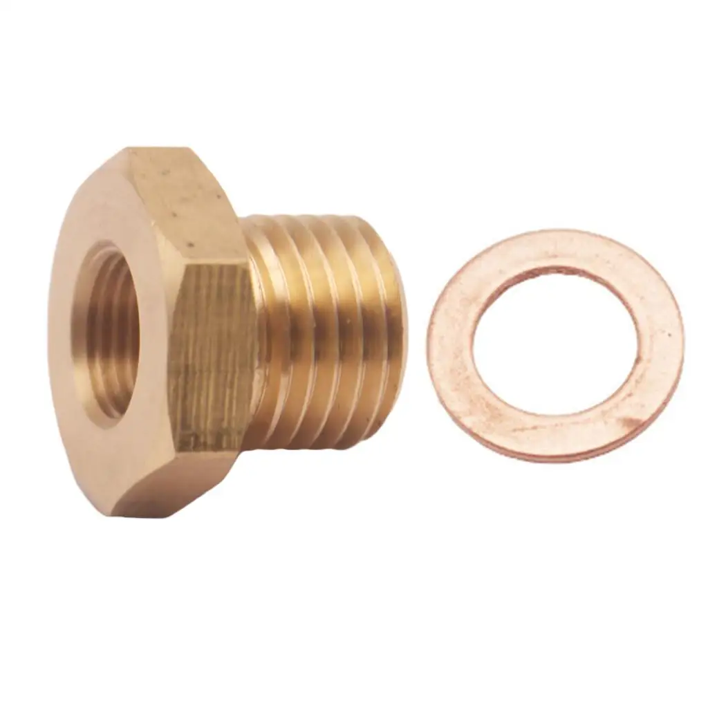 1/8-27 NPT to M14x1.5 Male Oil Pressure  Adapter Brass Plug W/ Washer