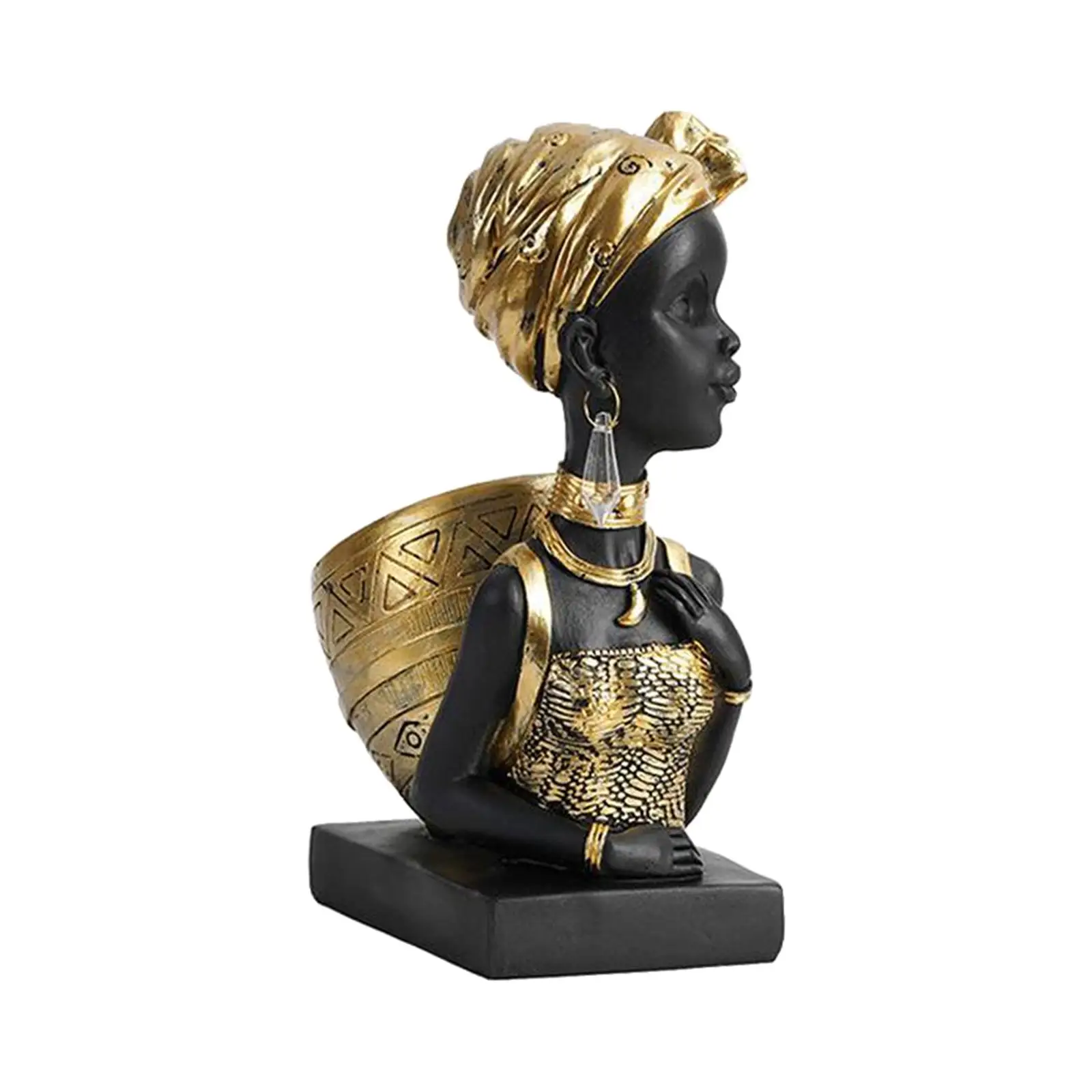 Vintage Style Lady Statue Sculpture African Figurines Human for Bookshelf Table Hotel