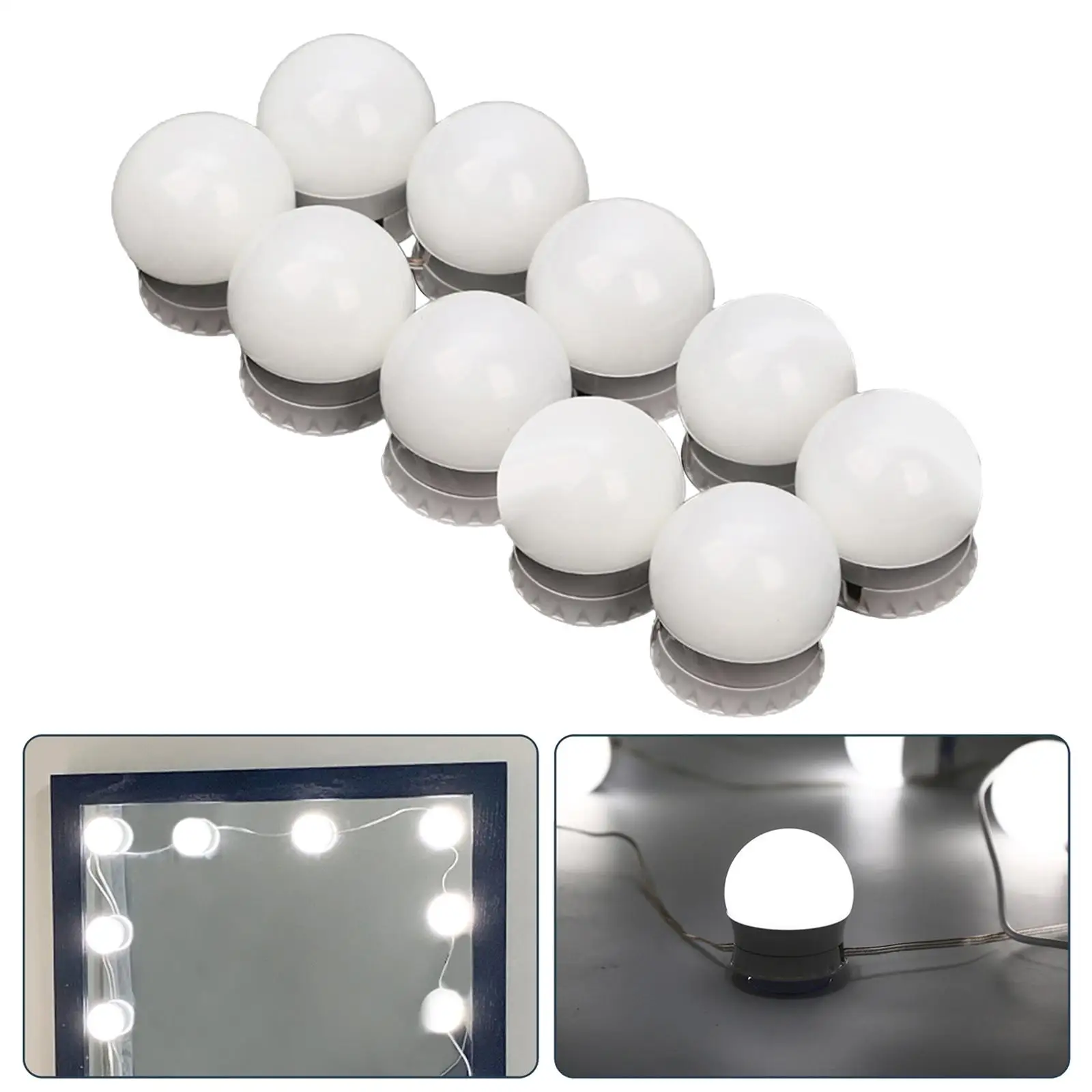 10 BulbLed Makeup Mirror Light Suction Cup Installation Dressing Table Vanity Light Bathroom Wall Lamp