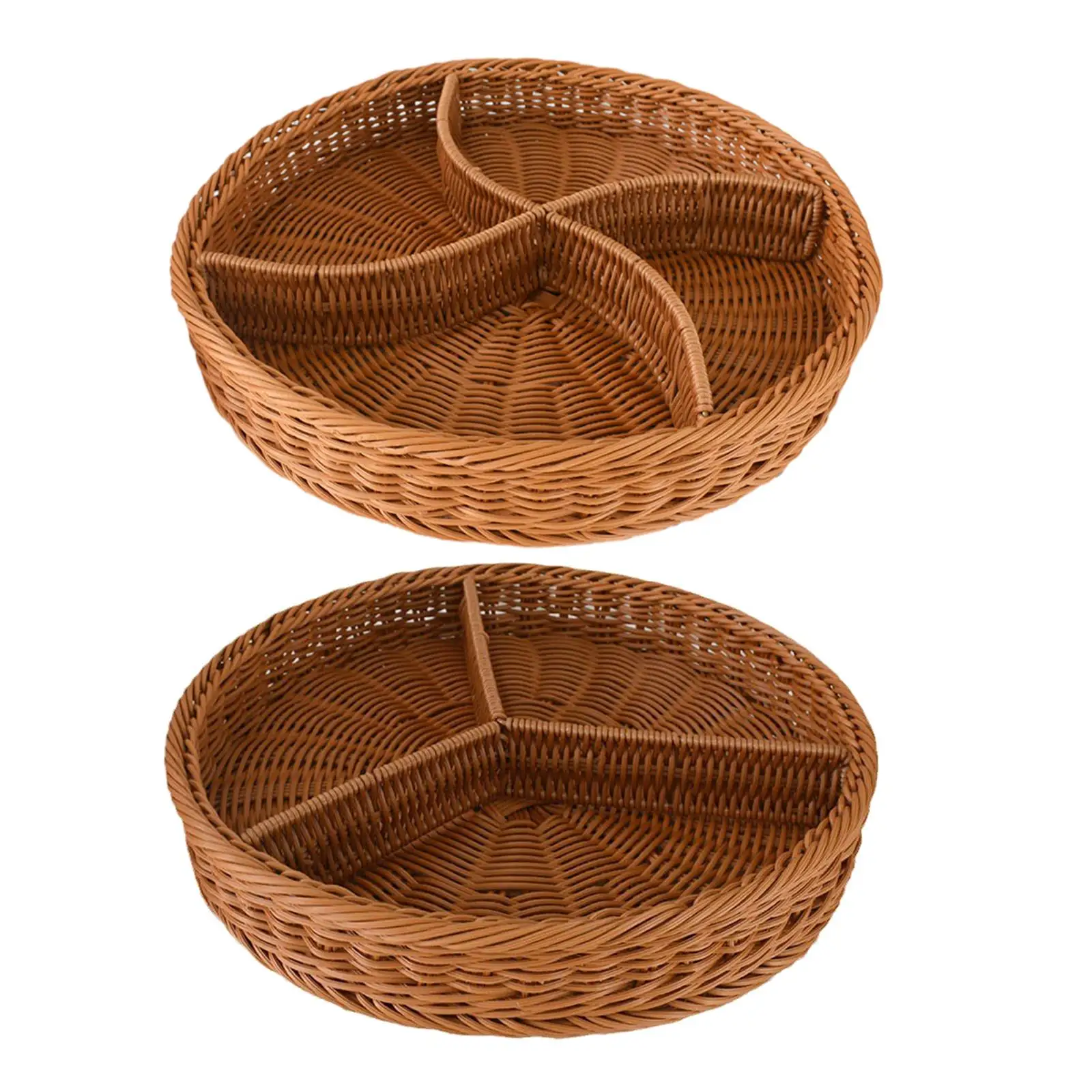 Wicker Woven Breads Baskets Decorative Kitchen Organizer Hand Woven Serving Basket for Breakfast Restaurant Kitchen Fruits