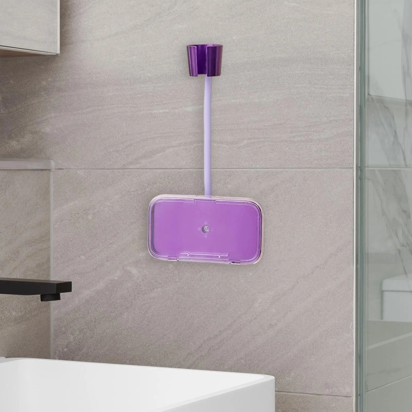Hair Dryer Holder Storage Organizer Rack with Phone Holder for Shower Toilet