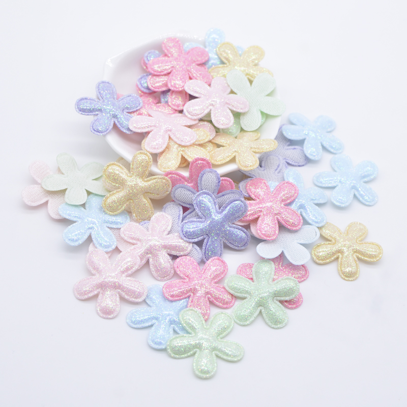 50 Stücke 28mm Bling PU Leder Blumenapplikationen für Kleidung Hut Nähen Patches DIY Baby Kopfbedeckung Haarspangen Bogen Dekor Zubehör – Detail 3