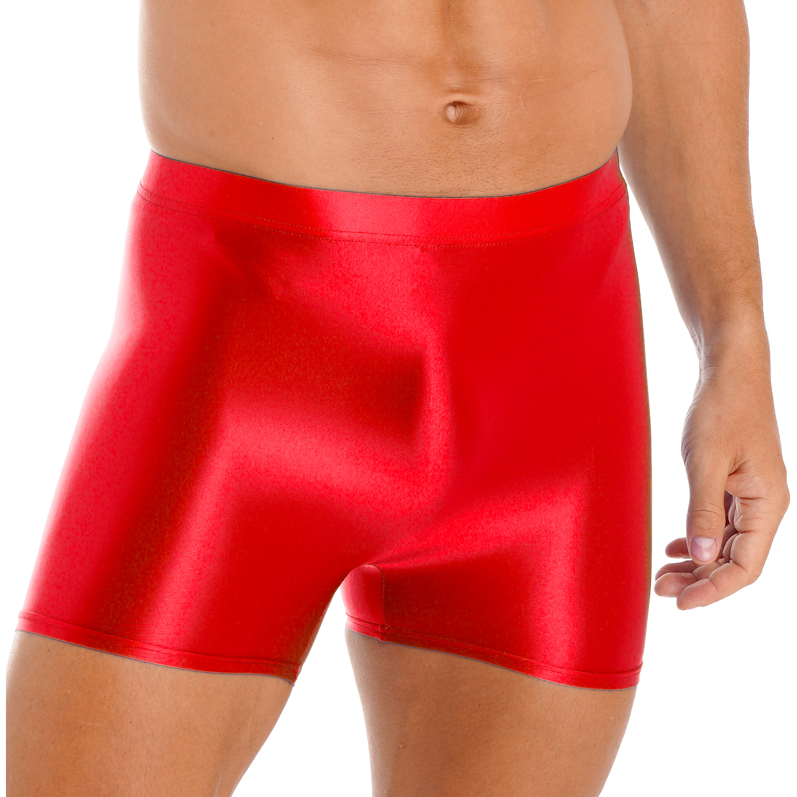 Herren Badehose mit Ölglanz-Effekt, mittelhoher Bund, elastischer Taillenbund, Strand-Schwimmshorts, Leggings, Yoga-Sportbekleidung, Bademode, Schlafanzug – Detail 23