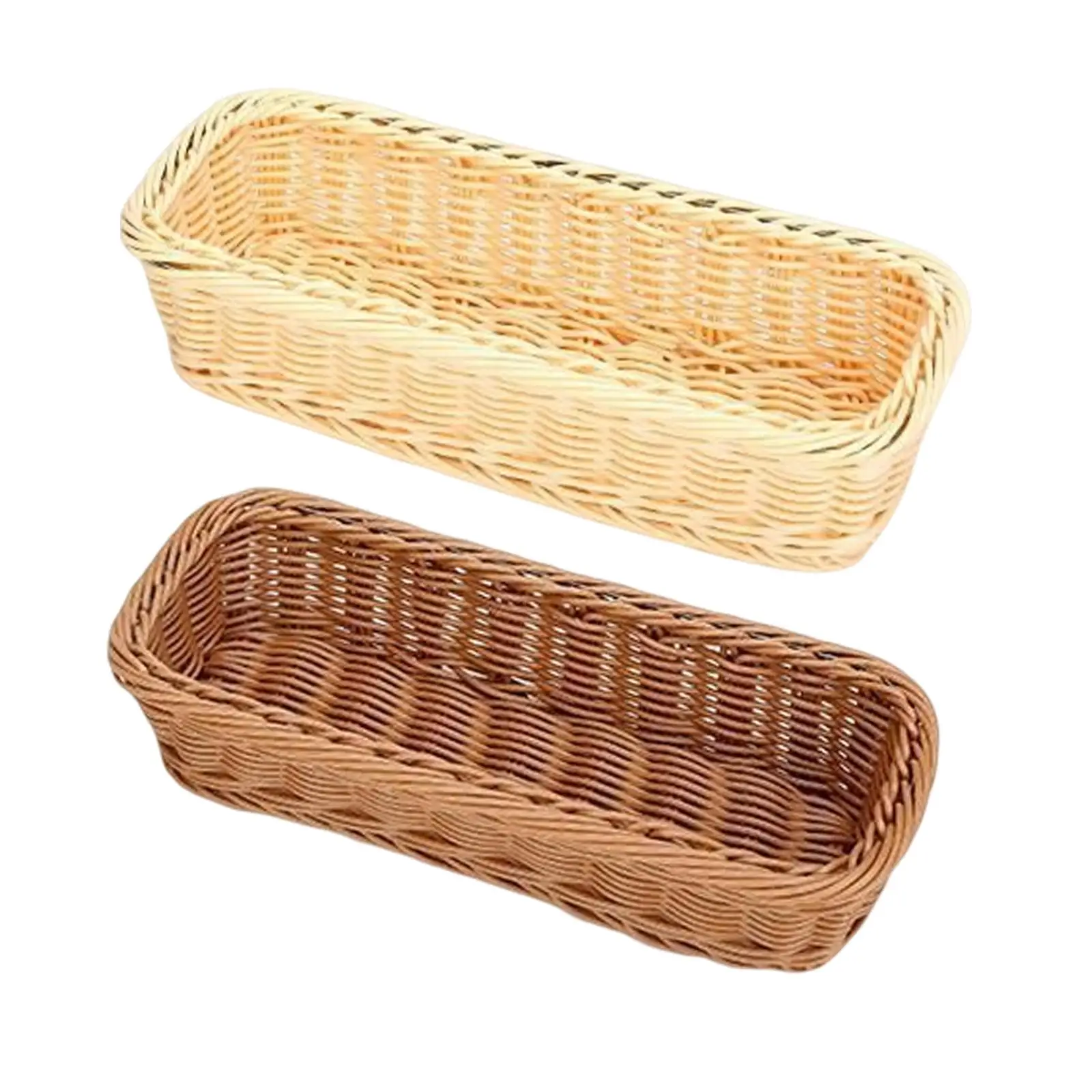 Woven Storage Baskets Handmade Bread Trays for Shelves Napkins Forks