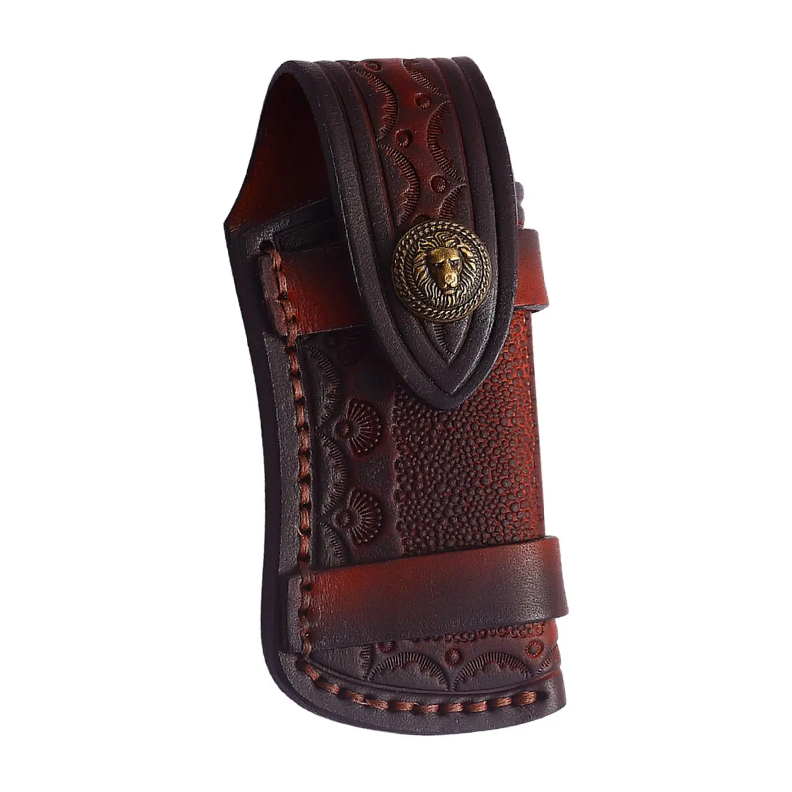 Classical Leather Sheath for Folding Knife Protective Case with Belt Loop Portable Knife Cover for Men Women