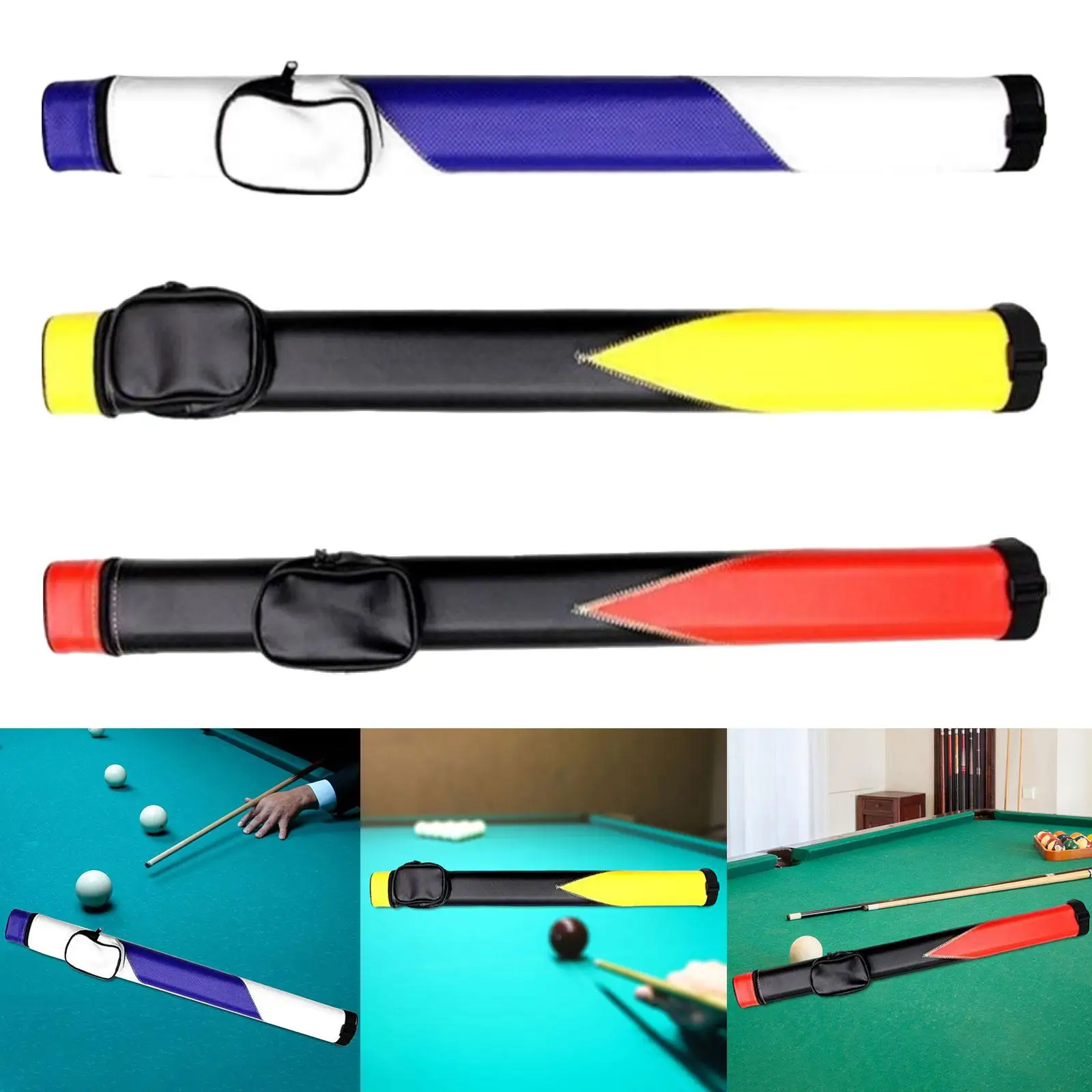 Pool Cue Case Pool Cue Bag PU Leather Portable with Adjustable Shoulder Strap Pool Cue Storage Pouch for Billiard Stick Rod
