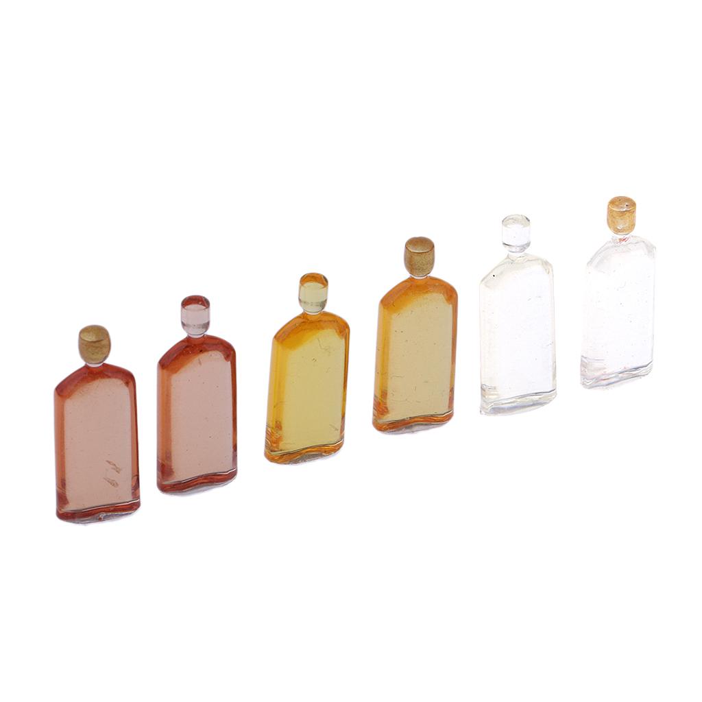 Set of 6 Pieces Miniature Whisky Bottles Model Dollhouse Foods Groceries Kitchen Fairy Garden Decorations