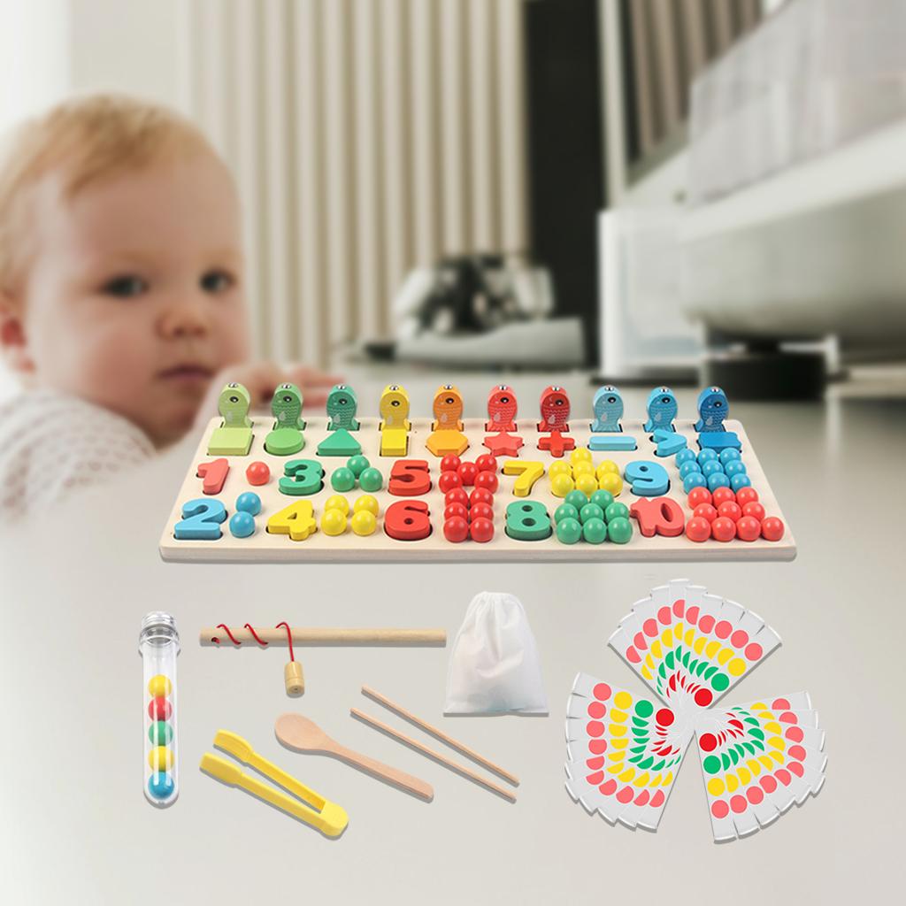 Montessori Educational Wooden Toys For Kids Board Math Fishing Count Numbers Matching Match Early Education Toy