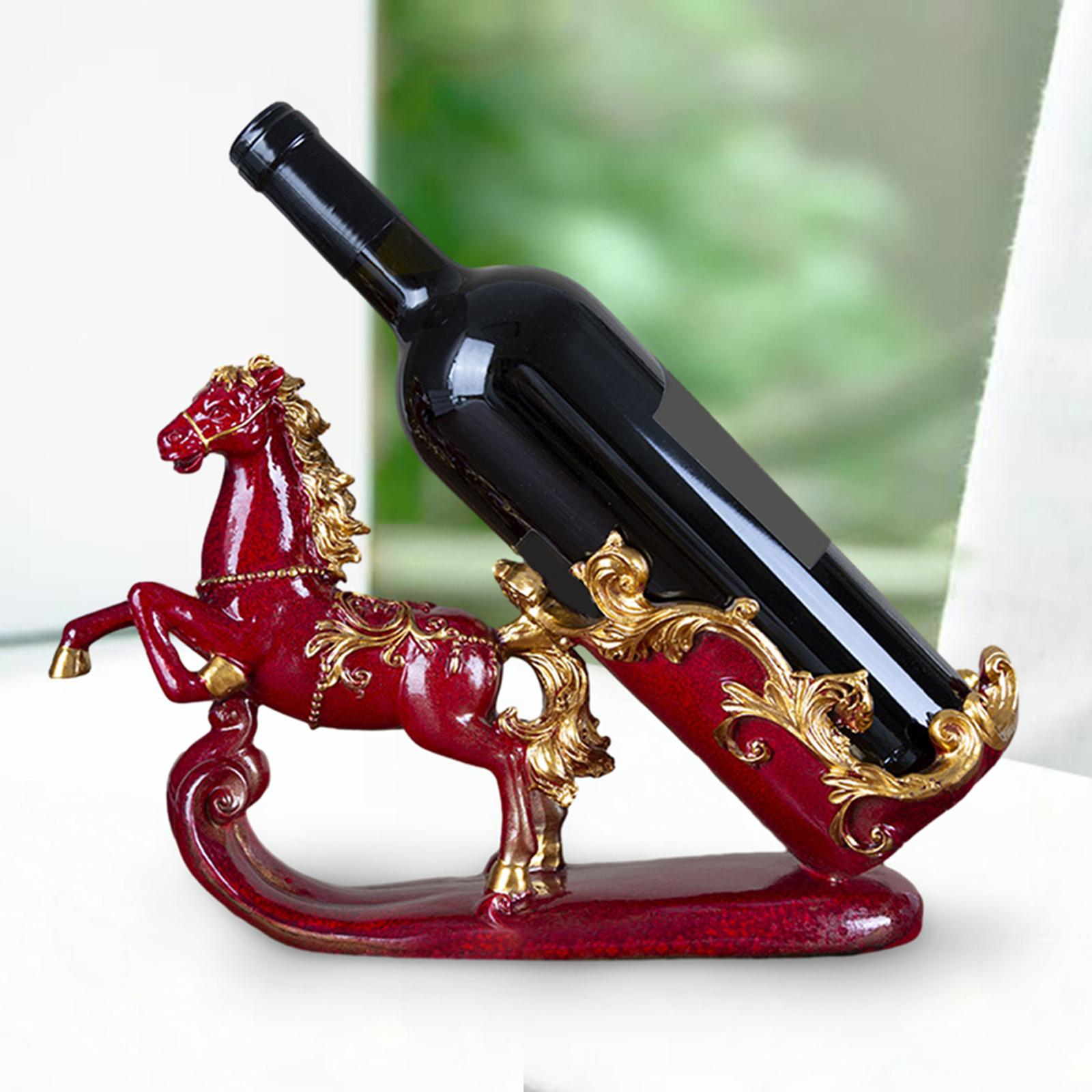 Storage Holder Retro Style Champagne Holder Single Bottle Shelf Horse Figurines for Countertop Tabletop Party Home Gifts