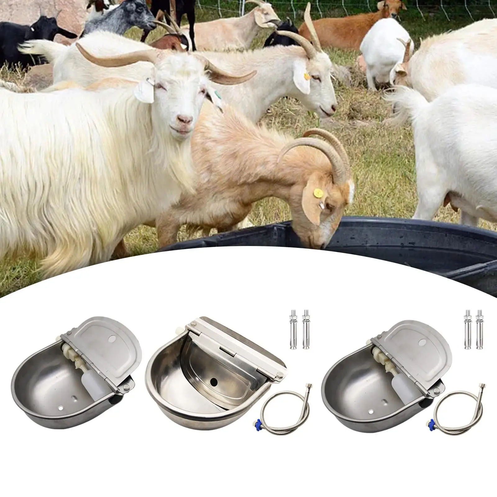 Automatic Animal Drinking Water Bowl Water Trough Stainless Steel Drinker