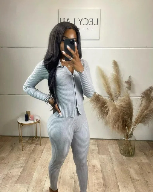 Thick Warm Rib-Knit Women's 2 Piece Outfits Sweater Set Zipp Hooded and  Long Pants 2022 Fall Winter Fashion Loungewear Tracksuit - AliExpress