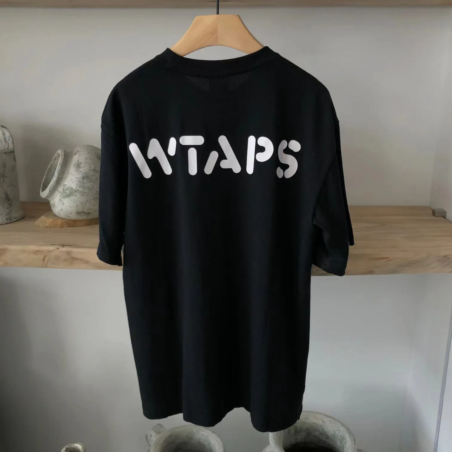 Fashion Brand WTAPS Hidden Exclusive Letter Print Logo Round Neck