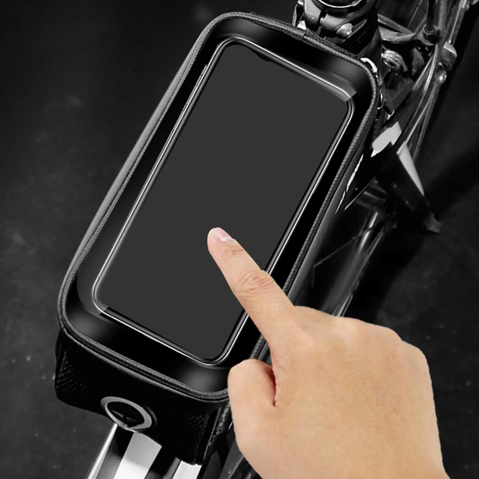 Frame Front Bicycle Bag Bike Storage Bag TPU Screen Phone Holder Case for 6.5in Phones Mountain Bike Earphones Data Cables Maps