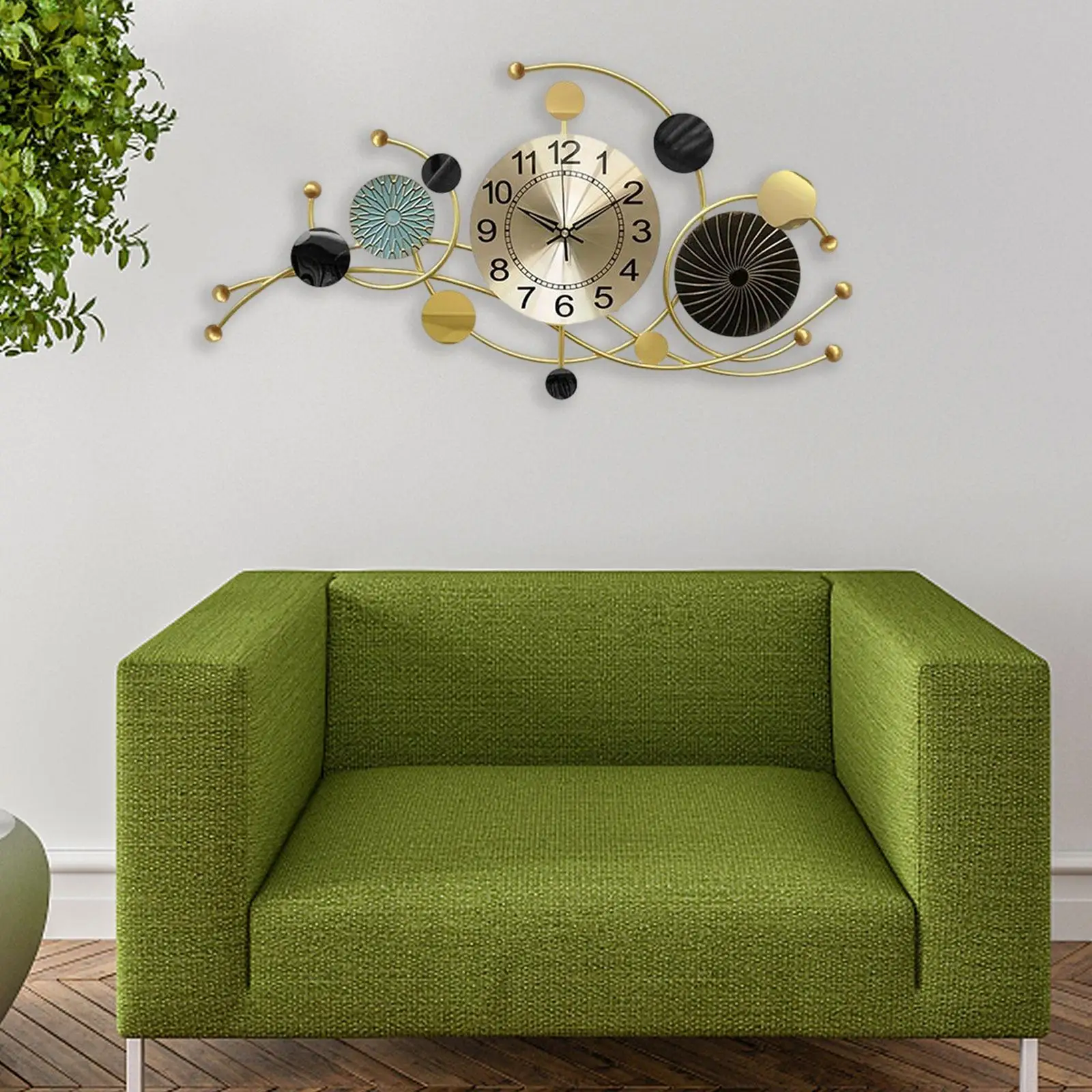 Large Wall Clock Silent Nonticking Metal Dial for Office Hotel Decoration