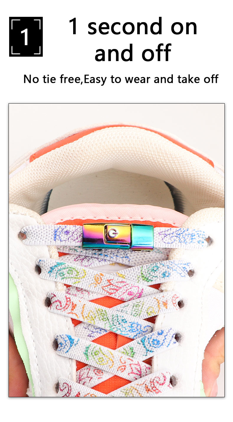 Elastic Laces Sneakers Cashew Flower Colorful Press Lock Shoelace Without Ties AF1/AJ Kid Adult 8MM Thick Sports No Tie Shoelace