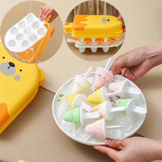 Cartoon Monster Dinosaur Ice Cream Silicone Mold With Lid Bunny Bear  Popsicle Ice Cube Tray Mold Cheese Gift Kitchen Accessories