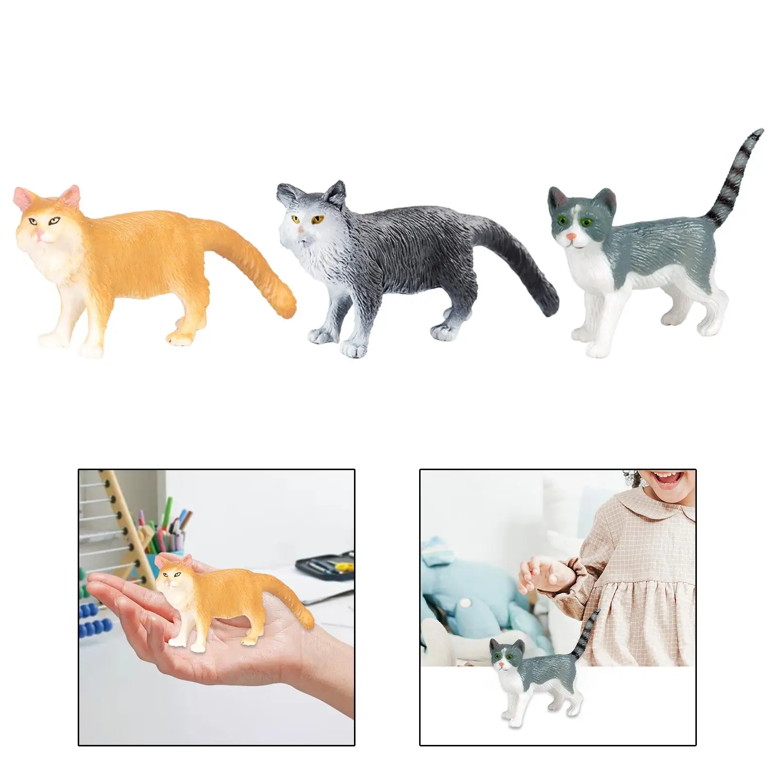 Simulation Realistic Animals Model Toys Collection Miniature Cats Figure for Birthday Gift Decor Cake Topper Party Favor
