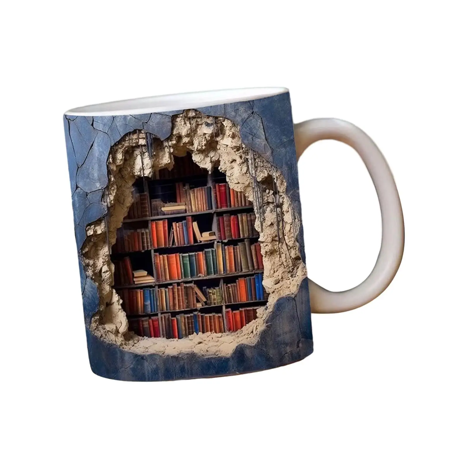 Book Club Cup Library Bookshelf Mug Porcelain Cup Gift for Readers Handmade Pottery Mug Ceramic Coffee Mug Bookworm Coffee Mug