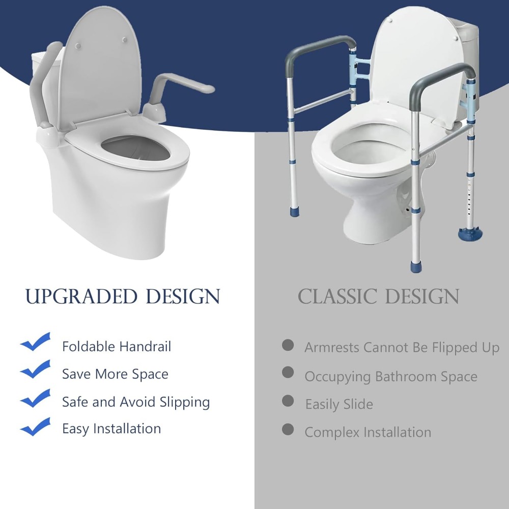 Description Picture 5 of itemToilet Safety Rails, Foldable Toilet Handrail, Easy Installation Heavy Duty Armrest Frame for Elderly Senior Handicap