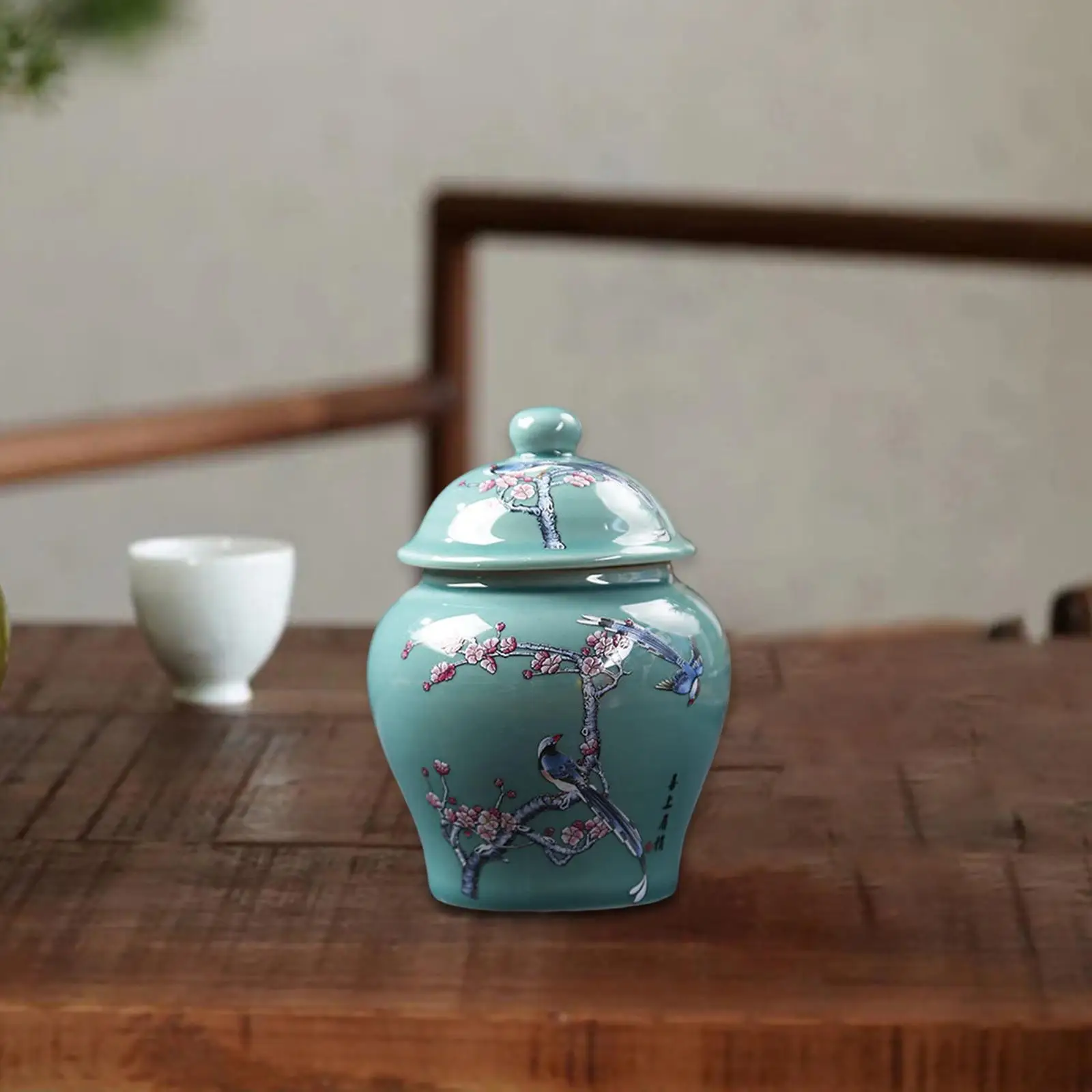 Chinese Style Ceramic Bud Vase Decor Centerpiece Beautiful Asian Decor Dried