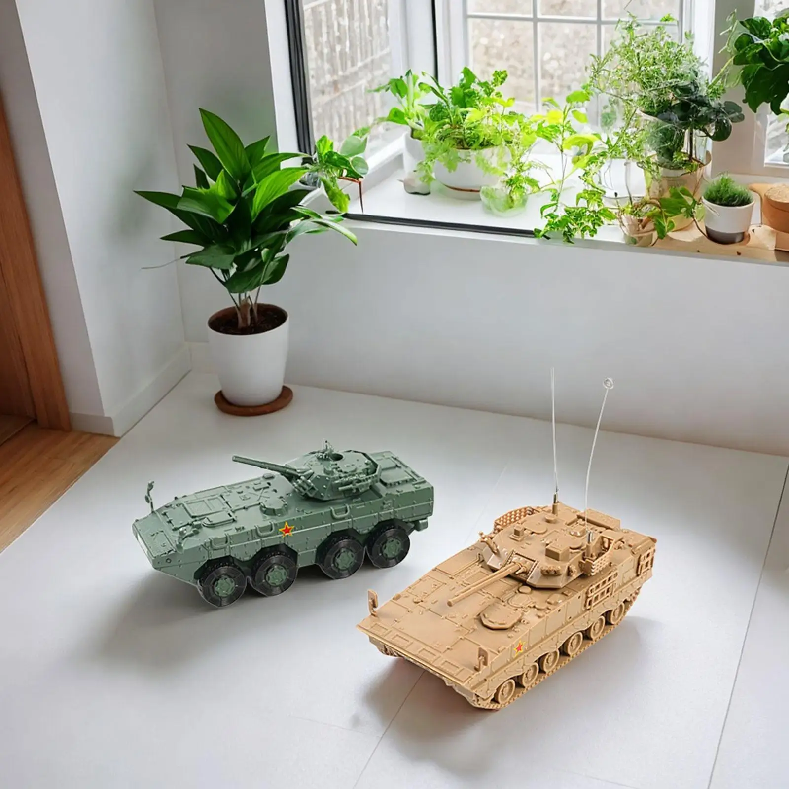 2x 1/72 Assembly Tank Model Building Kits Educational Toys Mini Vehicles 4D Modern Tank Model for Girls Children Birthday Gifts