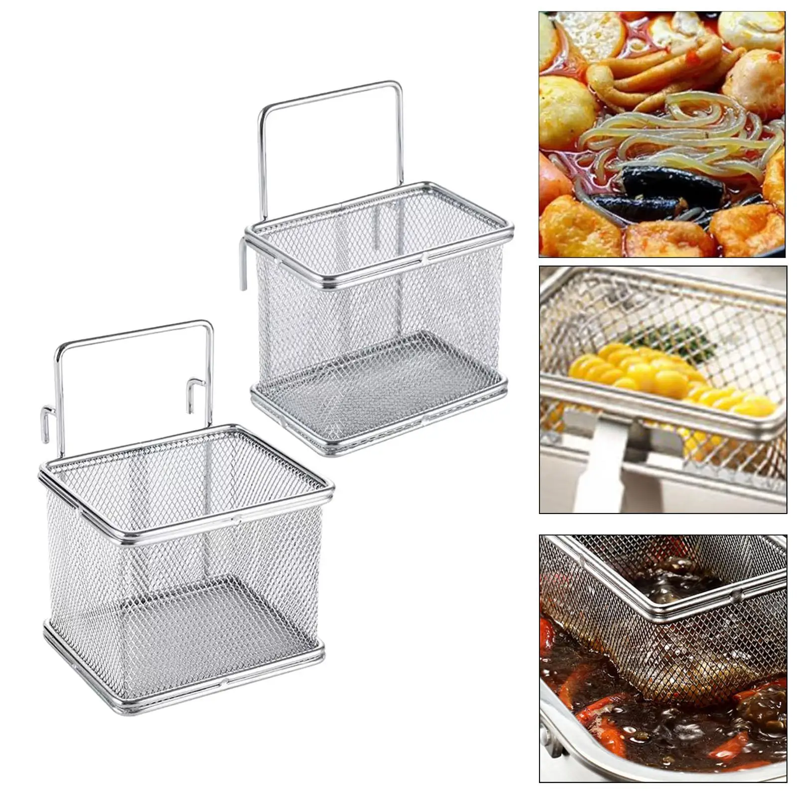 Stainless Steel Mini French Fries Basket Fried Food Filter for Dumplings Frying