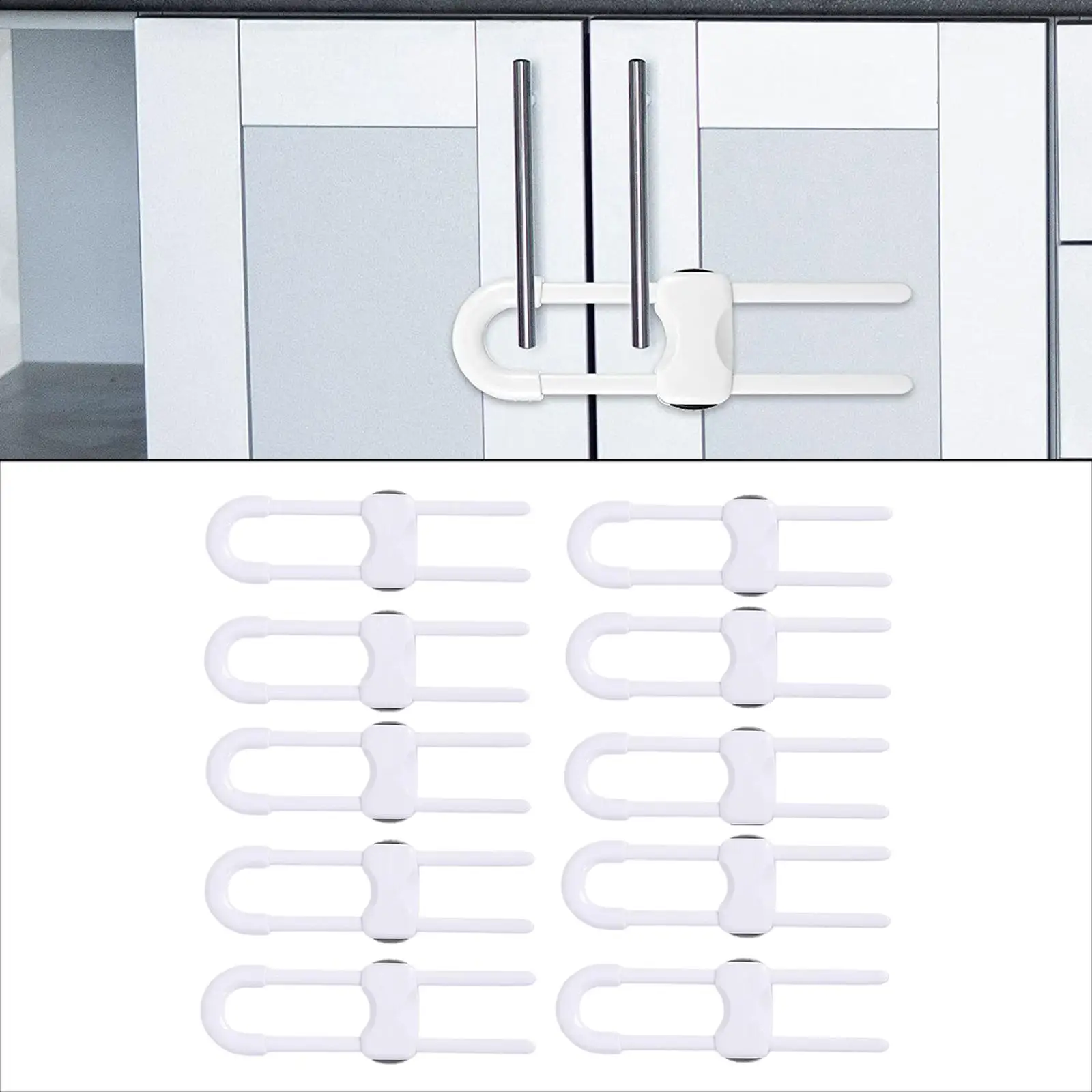10 Pieces of White U Shaped Sliding Cabinet for Drawer Cabinet
