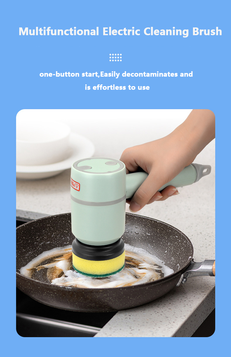 3 in 1 Electric Cleaning Brush Kitchen Dishwashing Home USB Rechargeable Electric Rotary Scrubber Household Appliances Cleaning