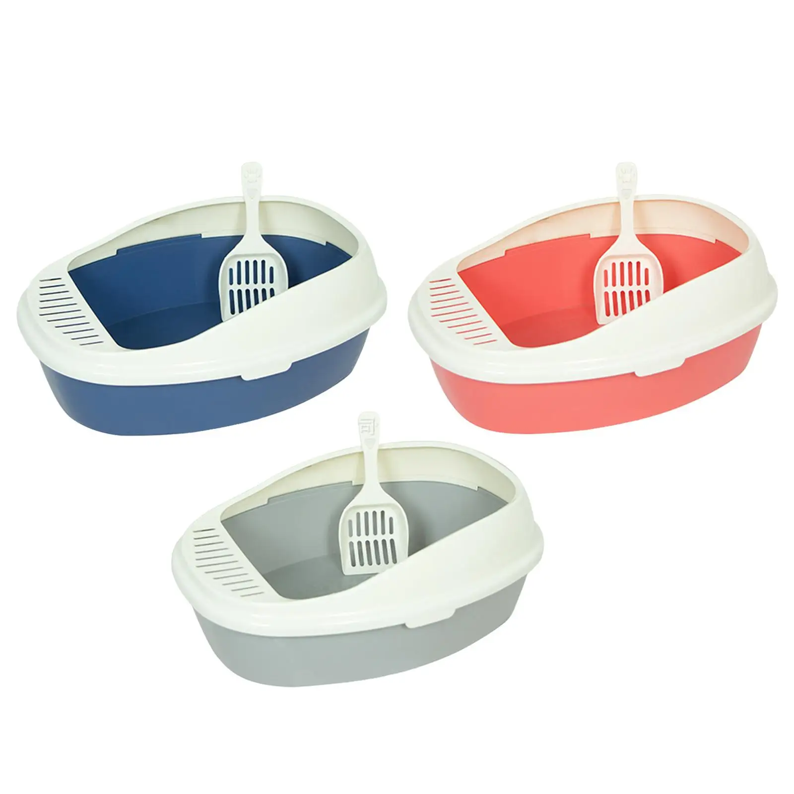 Cat Litter Box, Cat Sand Basin Durable Semi Enclosed Kitty Litter Pan Large Kitten Potty Toilet for Small Pets Pets Accessories