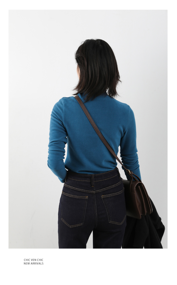 CHIC VEN Women Sweatshirt Turtleneck Pullovers Casual Solid Dralon Warm Bottom Blouse Office Lady Tops Autumn Winter 2023