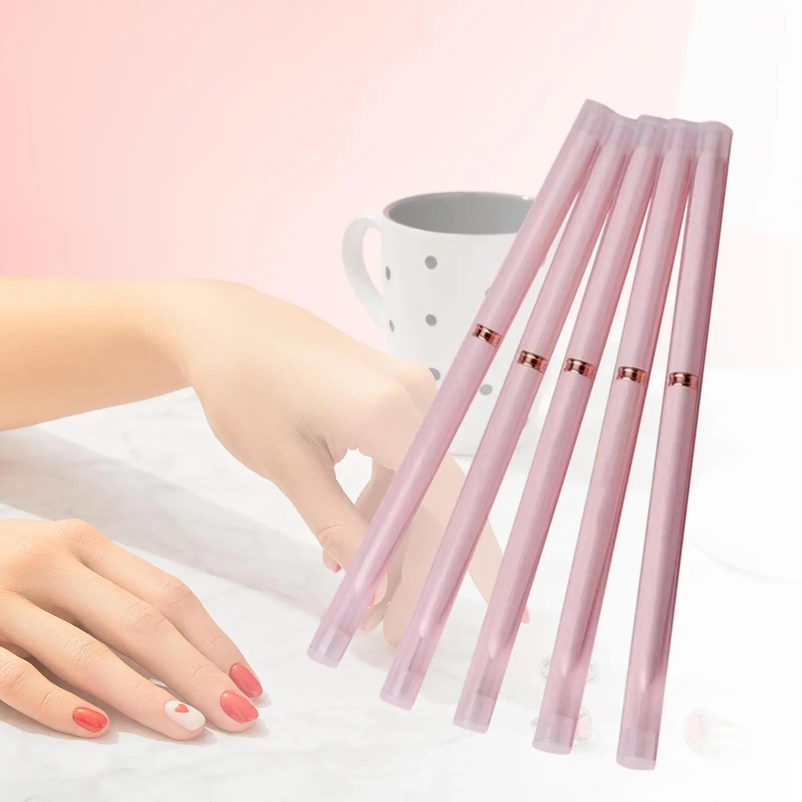 5Pcs Nail Art Brushes Set 4 mm-25mm Nail Drawing Pens for Elongated Lines DIY Professional Design Thin Details Delicate Coloring