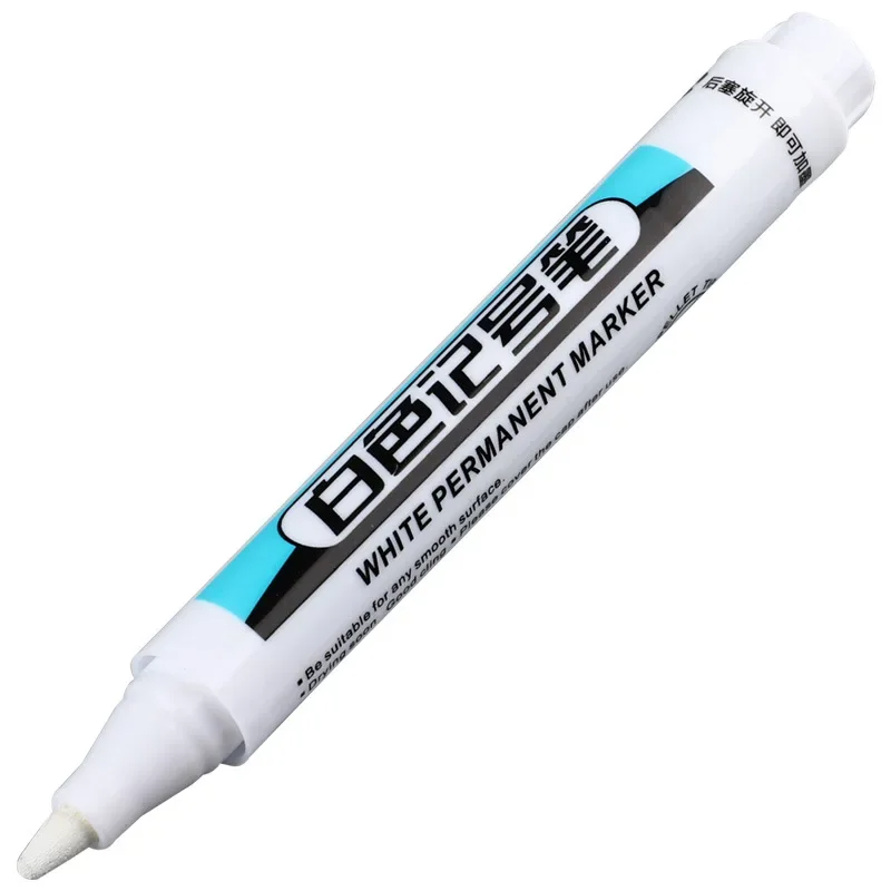 0.7/1.0/2.5MM White Marker Pens Oily Waterproof Permanent Paint Markers For Wood Plastic Leather Glass Stone Metal Art Supplies