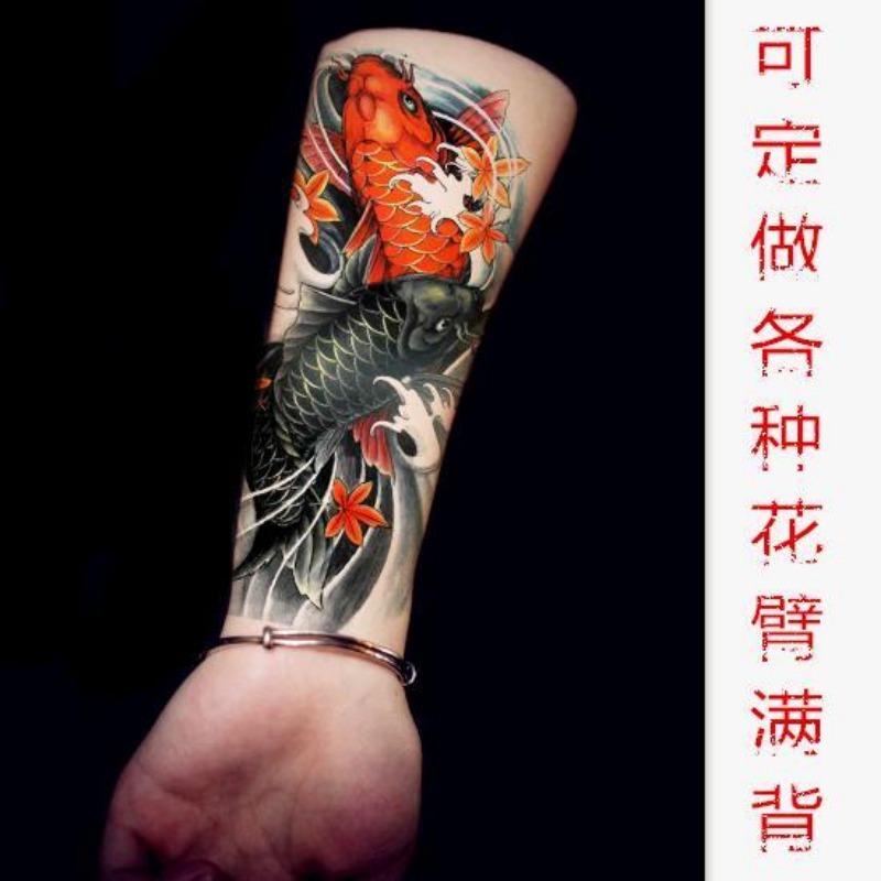 Goldfisch Koi Karpfen Tattoo Aufkleber Dauerhafte Fake Tattoo für Frau Mann Knöchel Temporäre Tattoo Kunst Faux Tattoos Wasserdicht Tatuajes – Detail 2