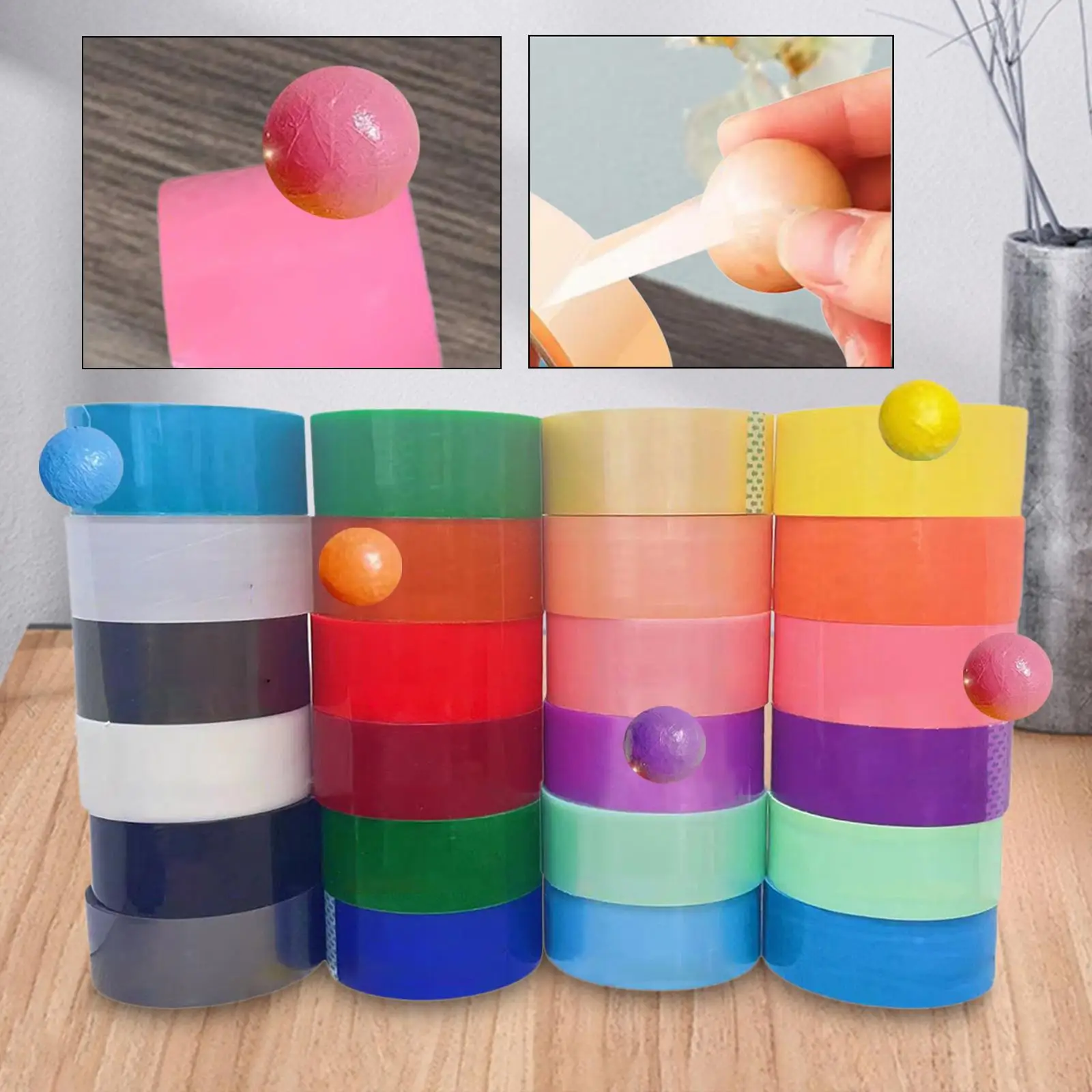 24Pcs Creative Sticky Ball Rolling Tapes Decompression Toys Educational DIY Making Ball Embellishment for Children Decoration