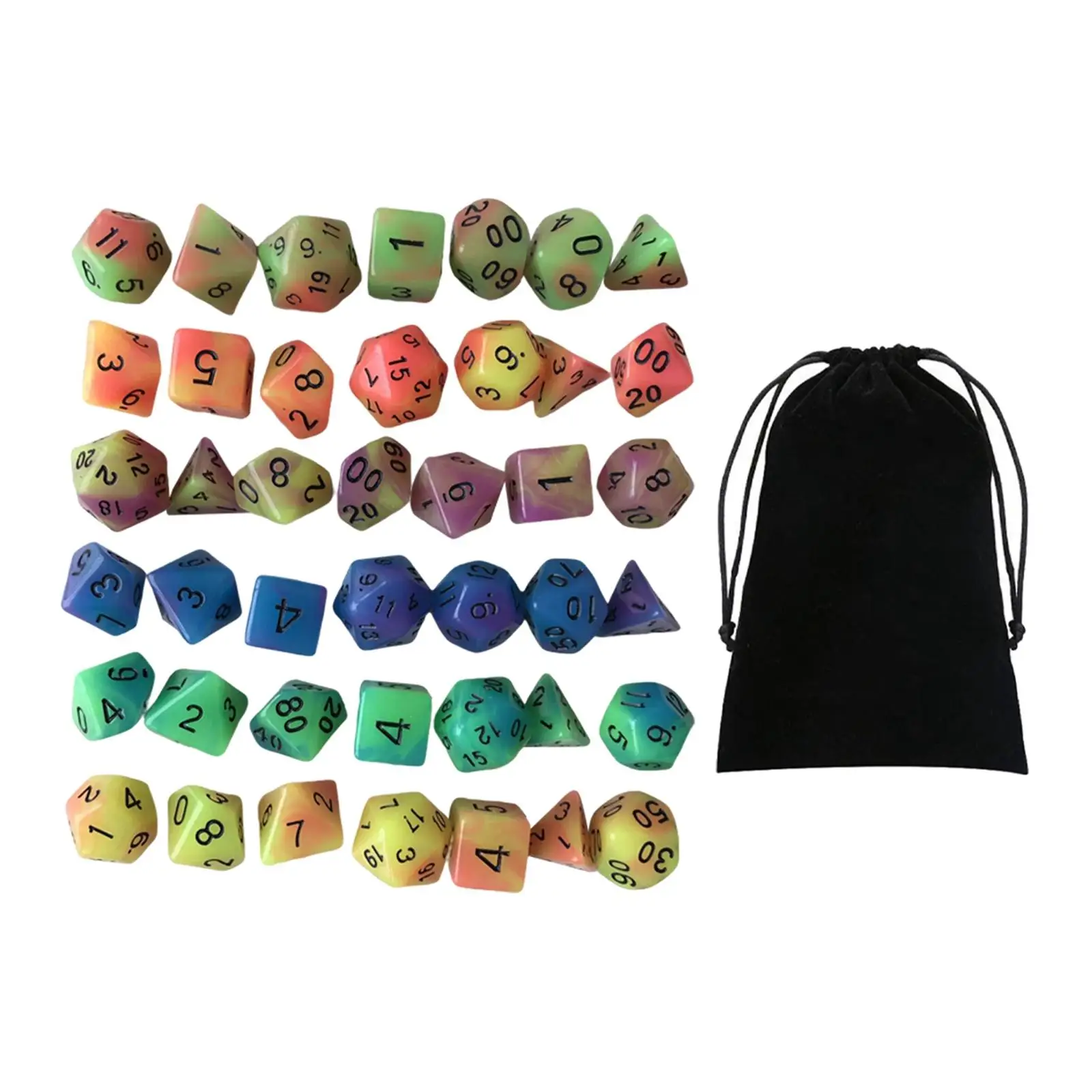 Luminous RPG Dices Set Toys D4-D20 with Pouch for MTG RPG Role Playing Table Games