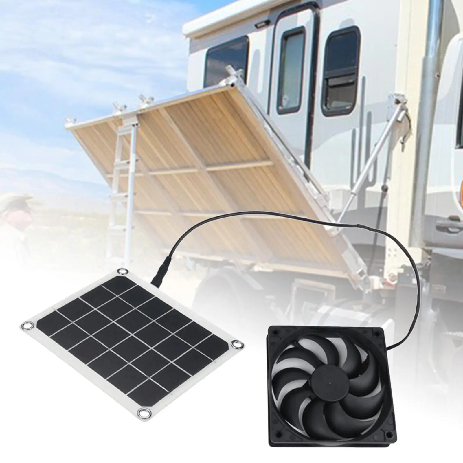 2x10W Solar Panel Powered Fan Mini Ventilator For Greenhouse Pet Chicken House